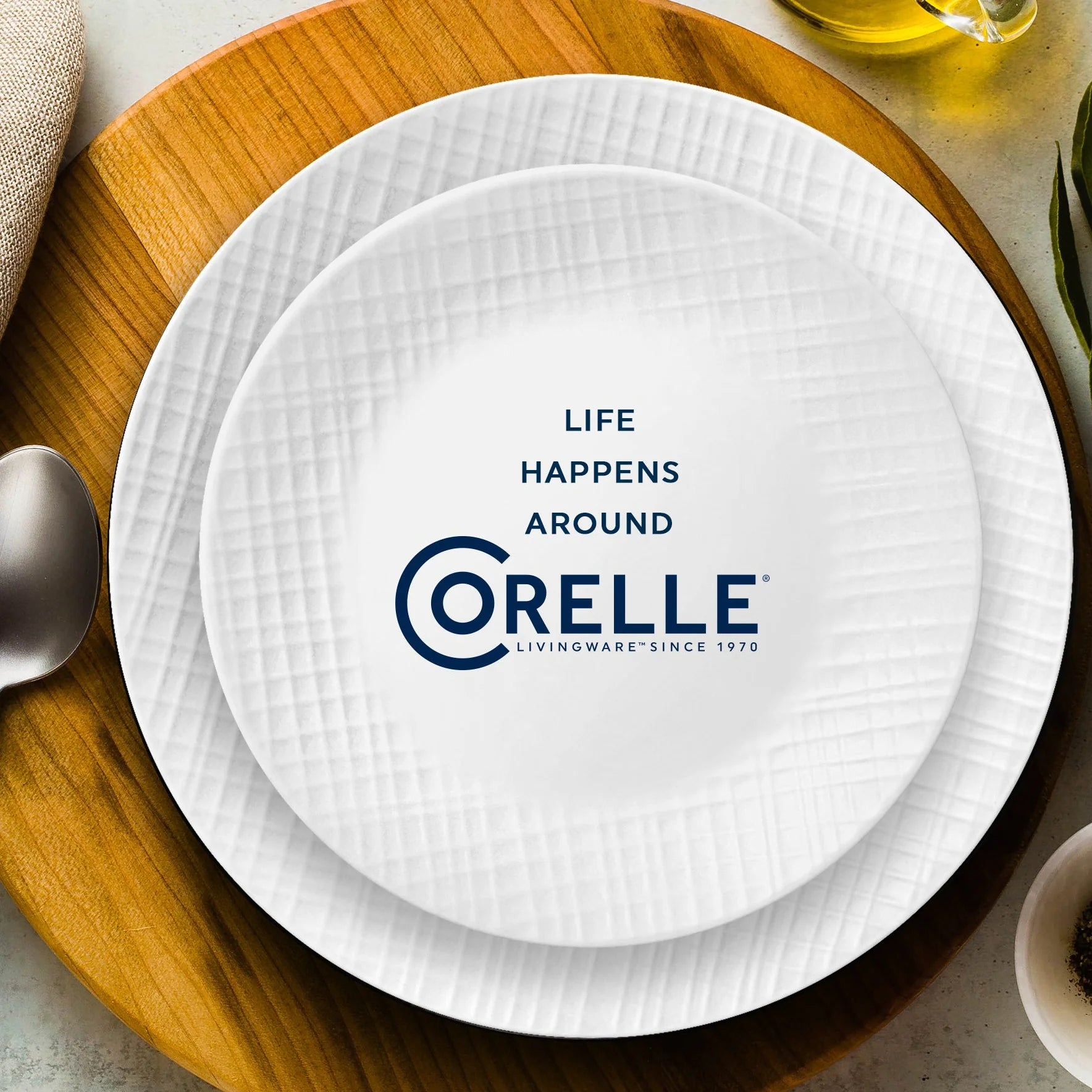 Linen Weave 18-piece Dinnerware Set, Service for 6 - Image 2