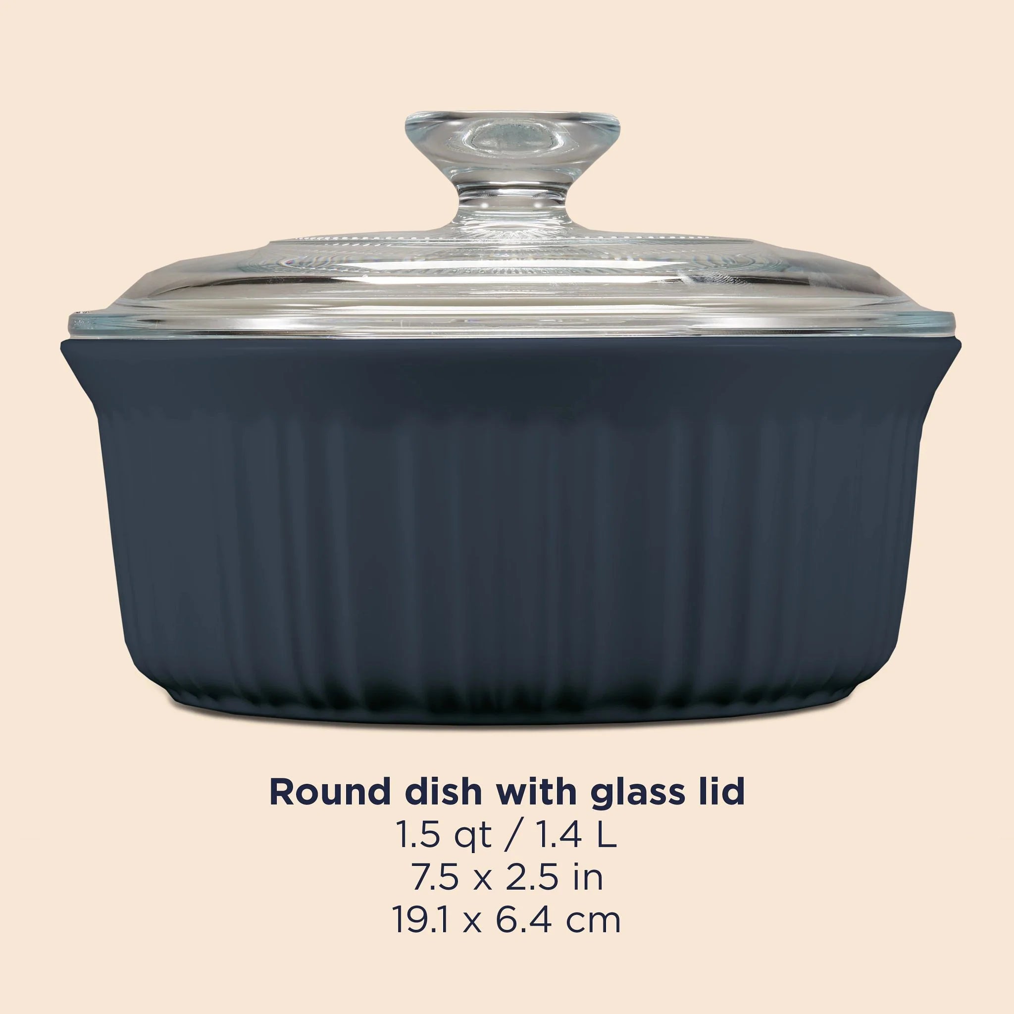 French Colors 1.5-quart Round Baking Dish, Navy - Image 4