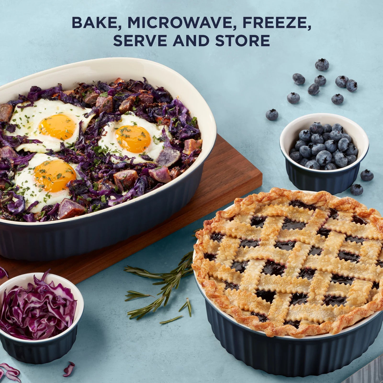 French Colors 12-piece Oval Bakeware Set, Navy - Image 3
