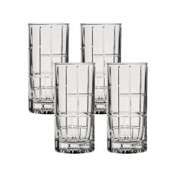 Traze FTR Highball Glasses (4-Pieces), 12-ounce, Dishwasher Safe