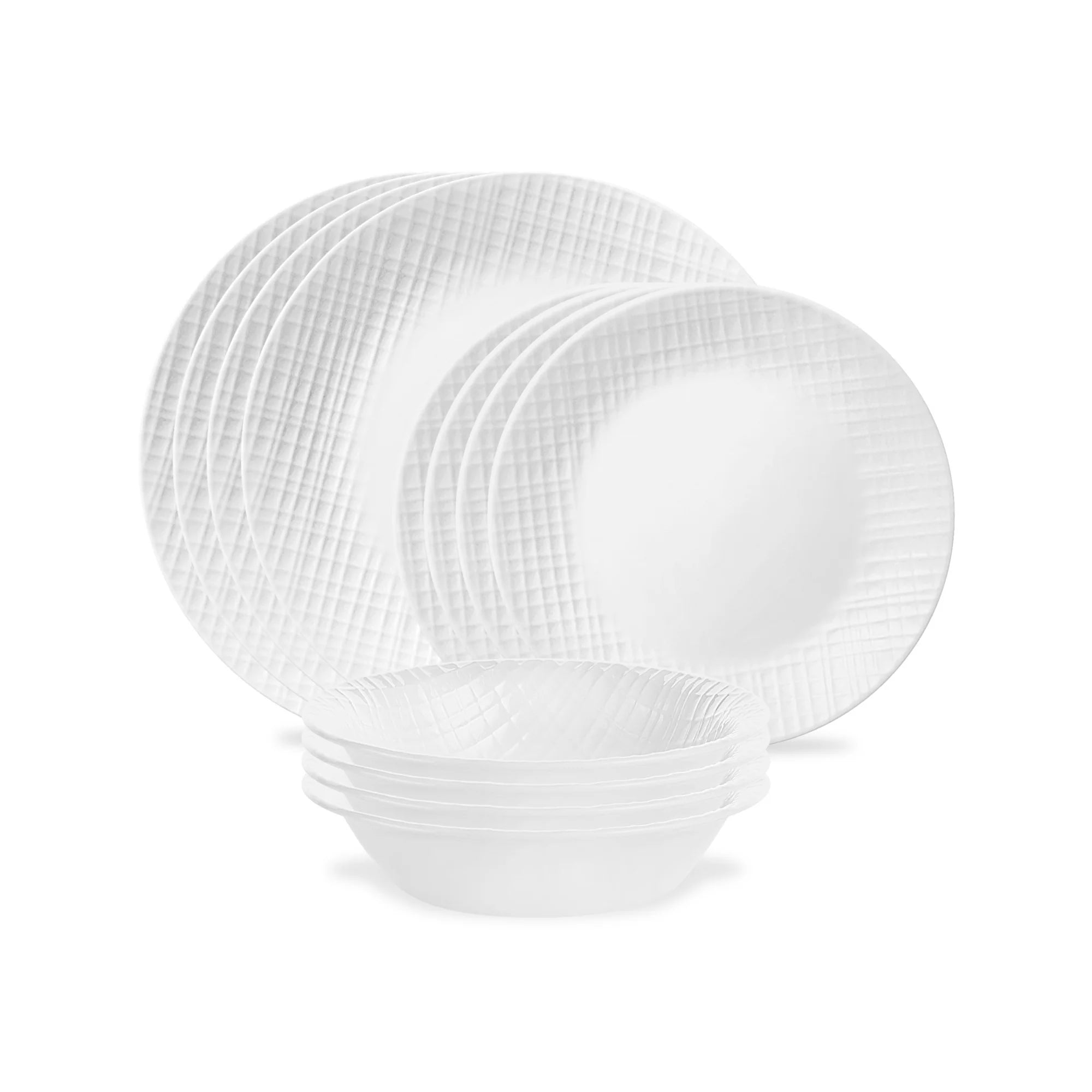 Linen Weave 12-piece Dinnerware Set, Service for4