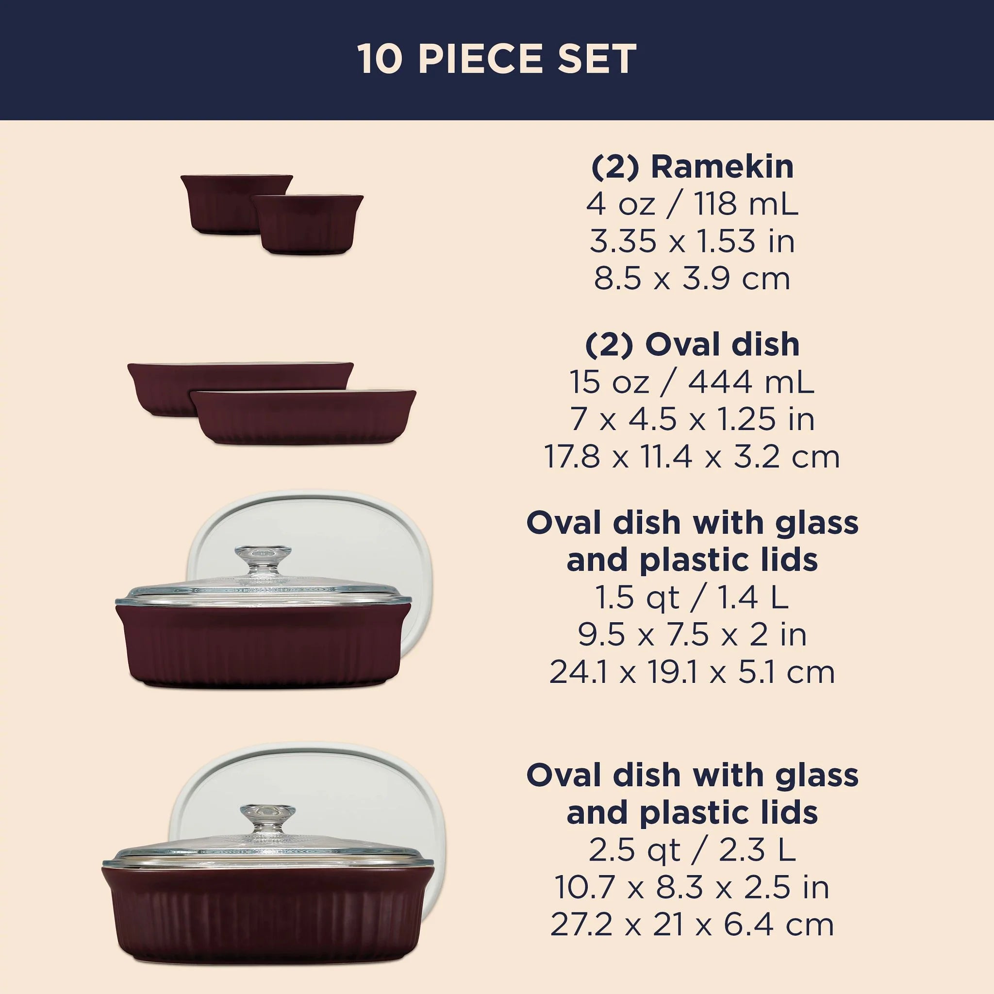 French Colors 10-piece Bakeware Set, Cabernet - Image 6