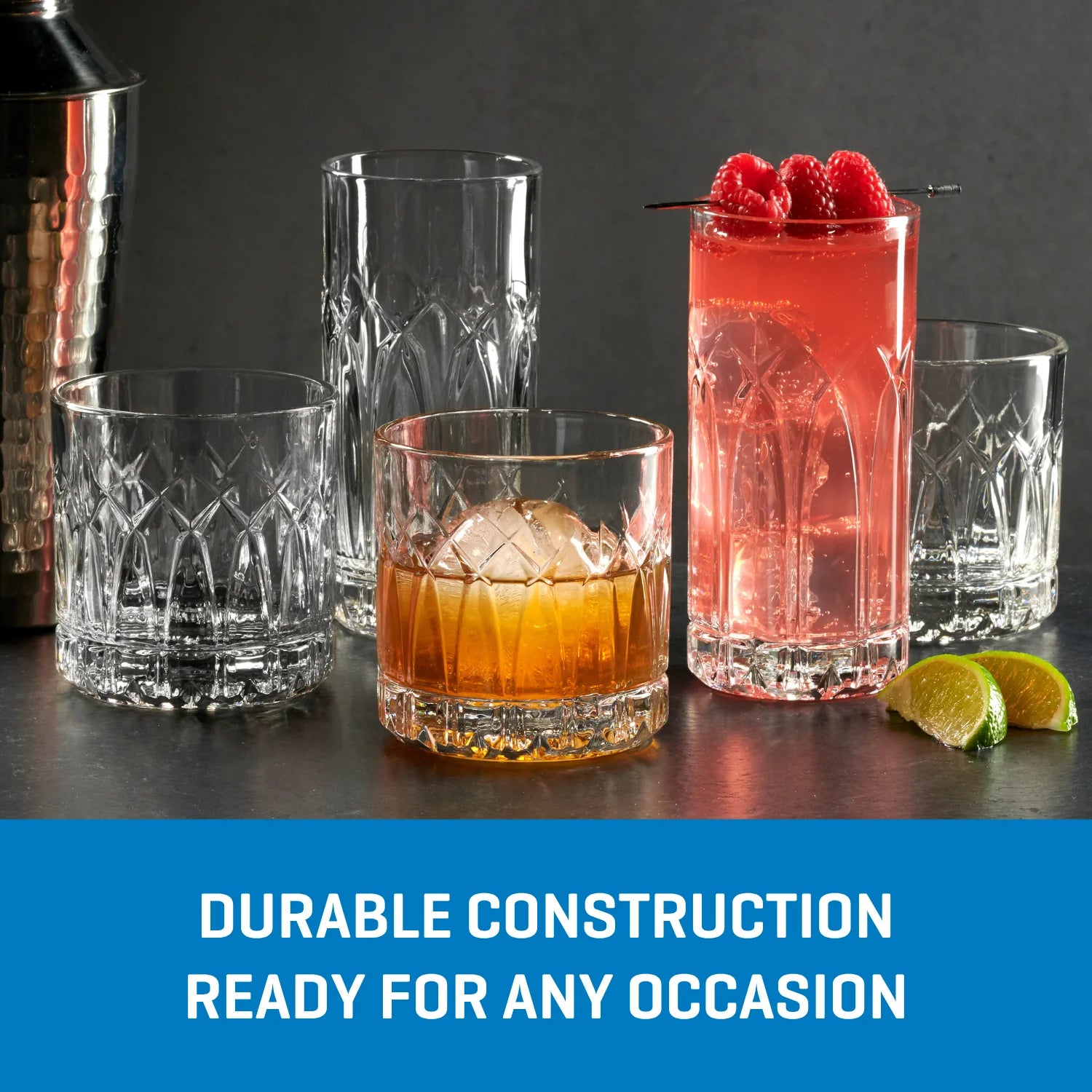 Traze PST Rocks Glasses (4-Pieces), 12-ounce, Dishwasher Safe - Image 6