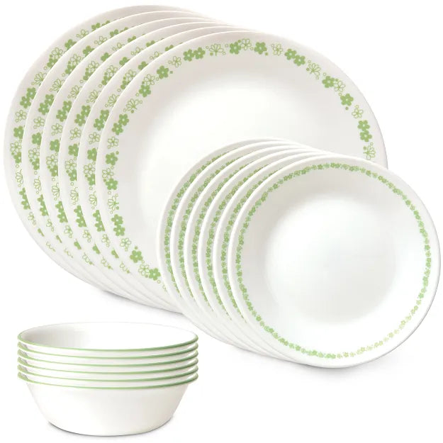 Spring Blossom Green 18-piece Dinnerware Set, Service for 6