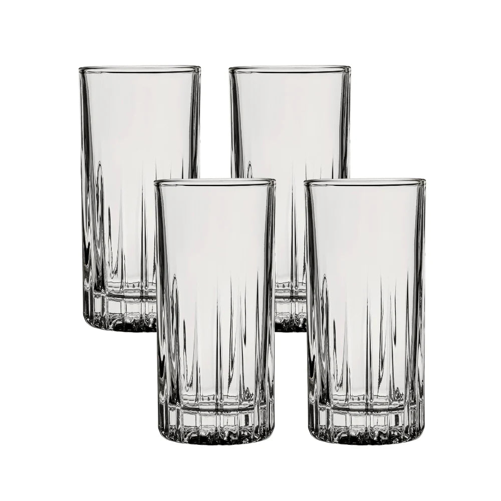 Traze PRE Highball Glasses (4-Pieces), 12-ounce, Dishwasher Safe