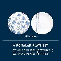 Alternative view of Botanical Stripes 8.5 Salad Plates, 6 Pack
