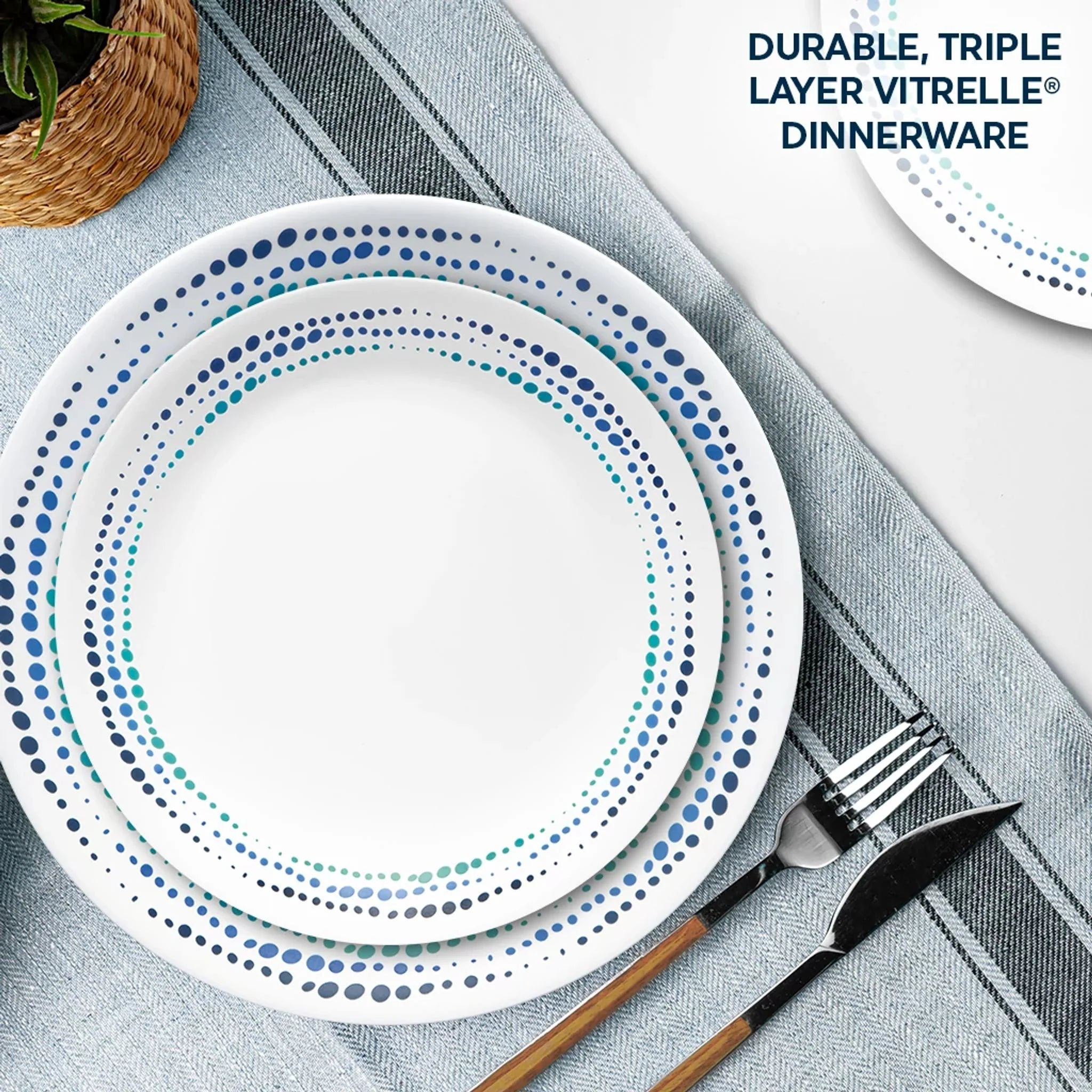 Ocean Blues 16-piece Mugless Dinnerware Set, Service of 4 - Image 4