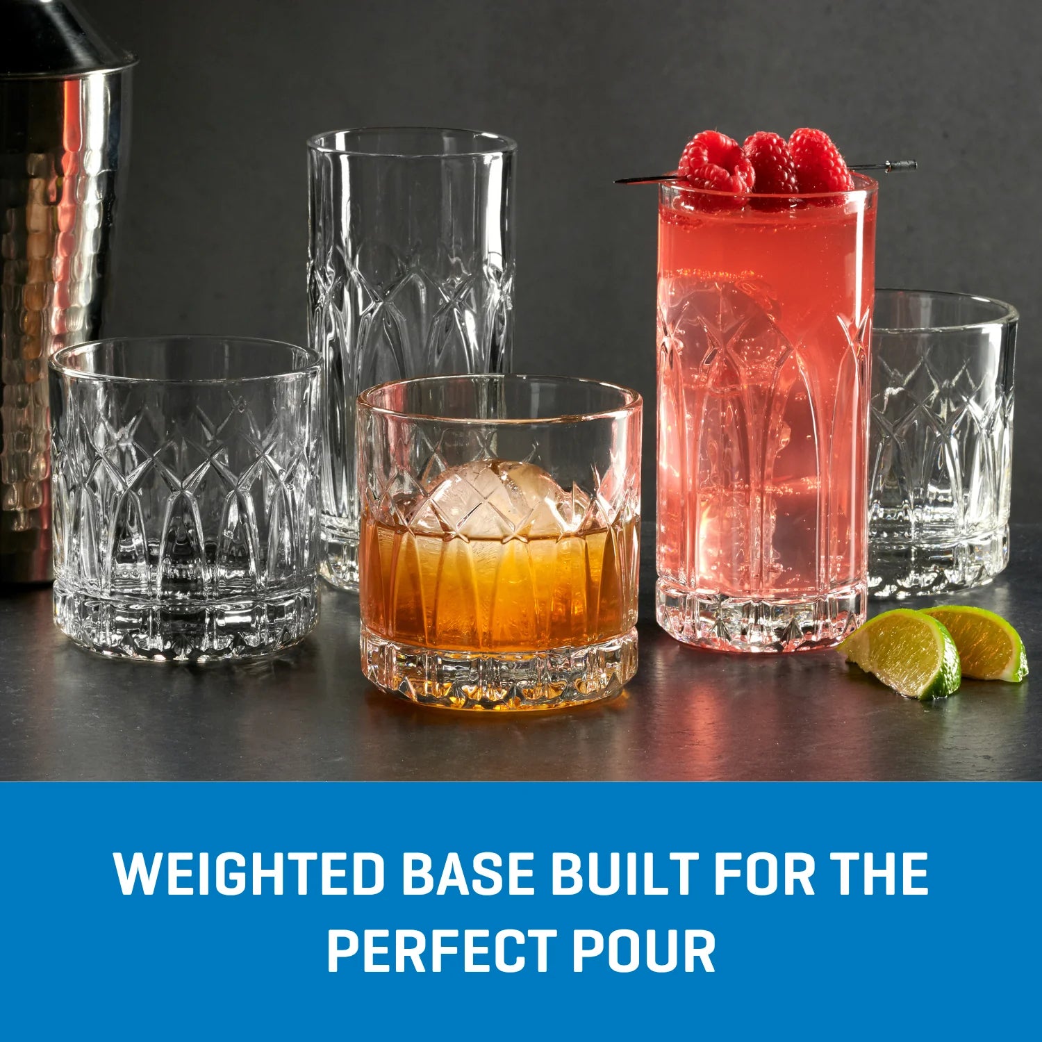 ware Traze PST Highball Glasses (4-Pieces), 12-ounce, Dishwasher Safe - Image 3