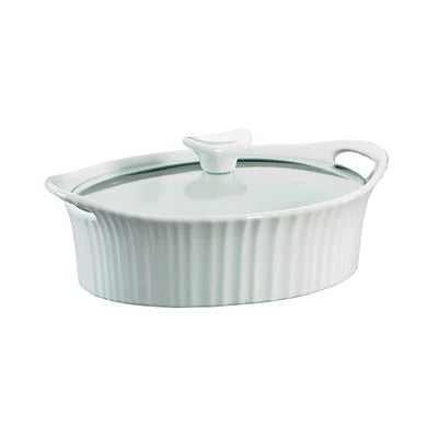 French White 1.5-quart Oval Casserole Dish with Lid