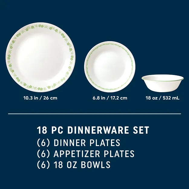 Spring Blossom Green 18-piece Dinnerware Set, Service for 6 - Image 2