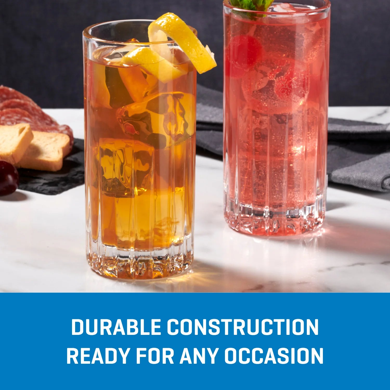 Traze PRE Highball Glasses (4-Pieces), 12-ounce, Dishwasher Safe - Image 4