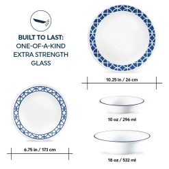Alternative view of Cobalt Circles 16-piece Mugless Dinnerware Set, Service of 4
