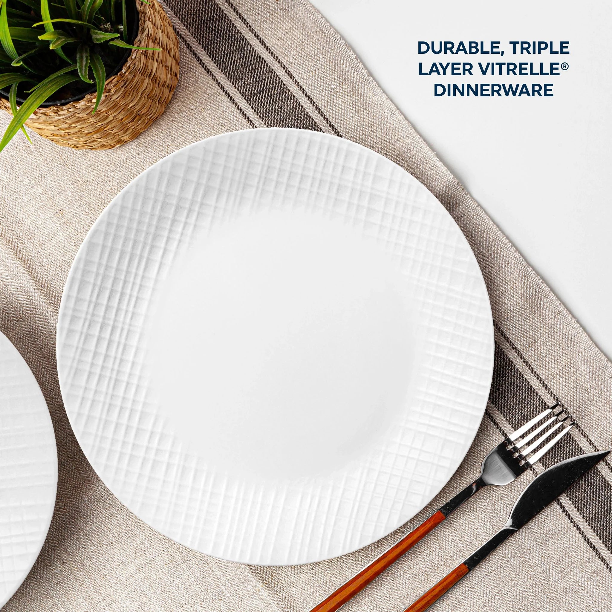 Linen Weave 12-piece Dinnerware Set, Service for4 - Image 5