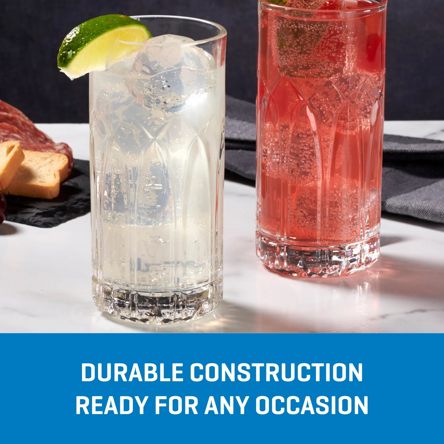 ware Traze PST Highball Glasses (4-Pieces), 12-ounce, Dishwasher Safe - Image 4