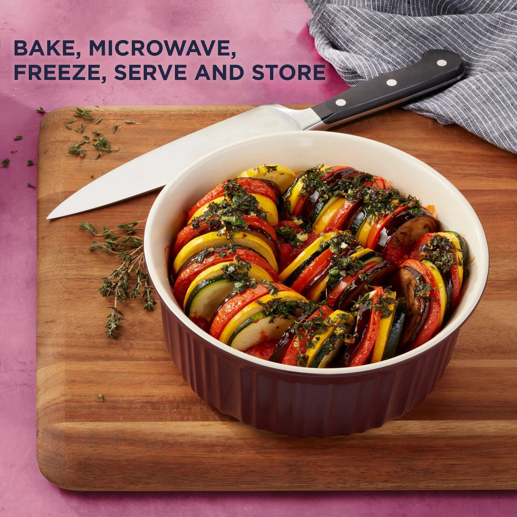 French Colors 1.5-quart Round Baking Dish, Cabernet - Image 3