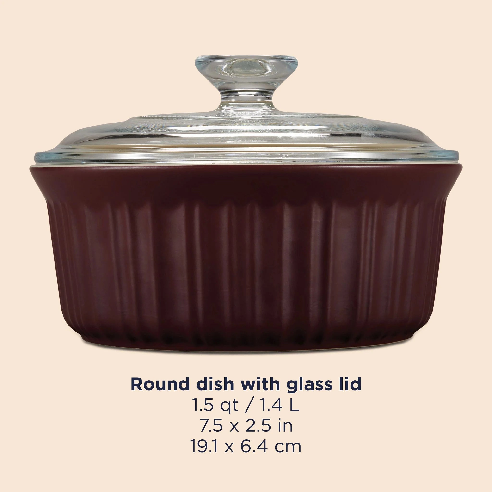 French Colors 1.5-quart Round Baking Dish, Cabernet - Image 5