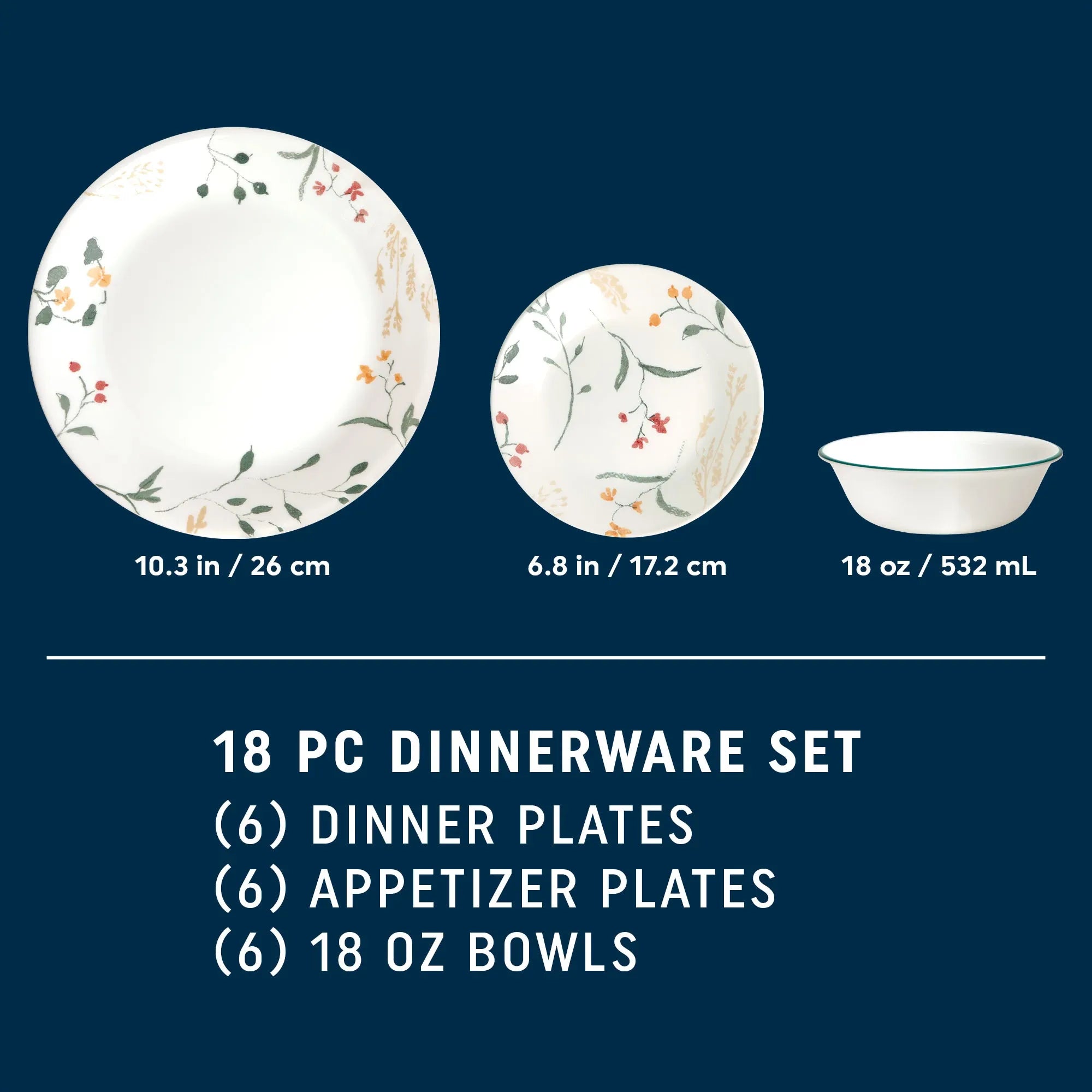 Wildflower Scatter 18-piece Dinnerware Set, Service for 6 - Image 3