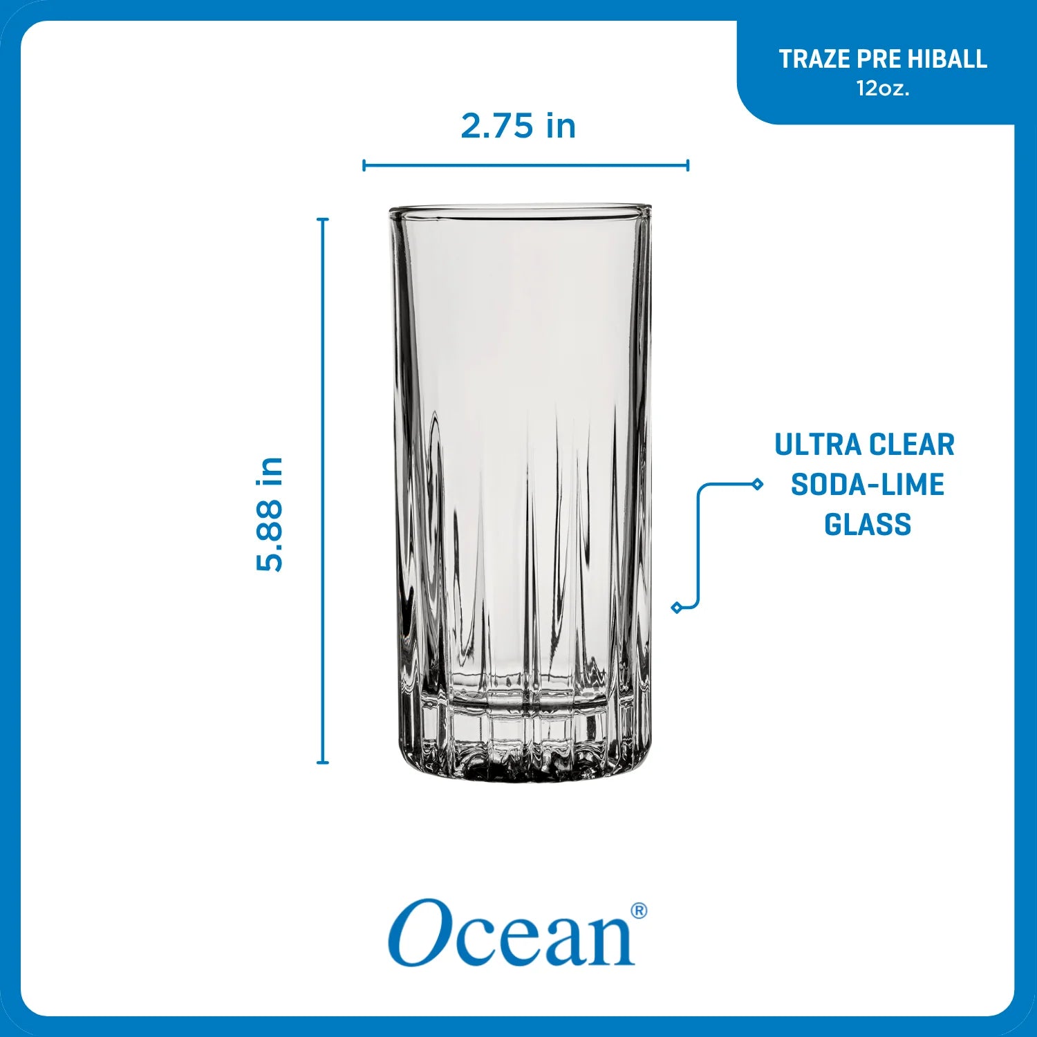 Traze PRE Highball Glasses (4-Pieces), 12-ounce, Dishwasher Safe - Image 6