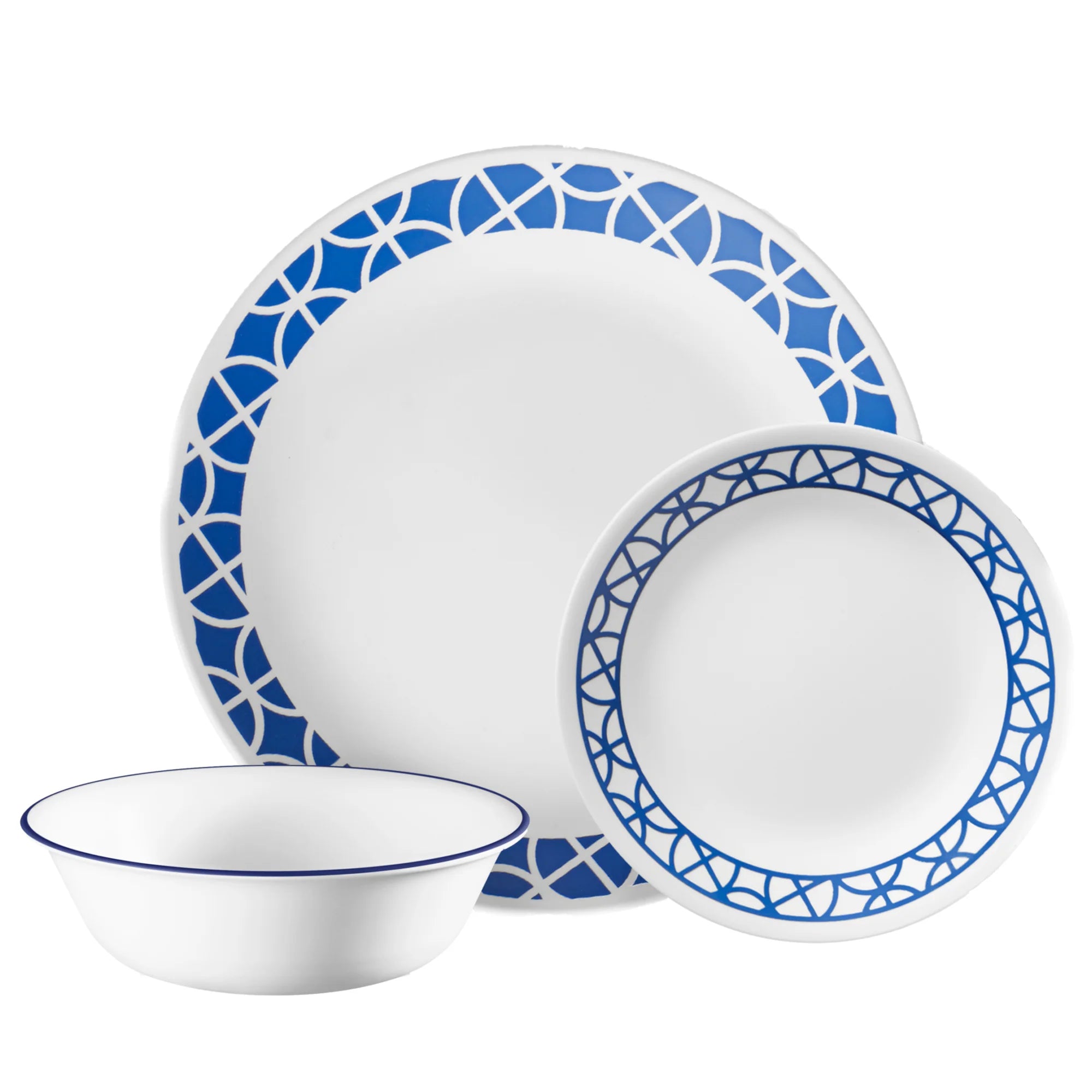 Cobalt Circles 12-piece Mugless Dinnerware Set, Service of 4