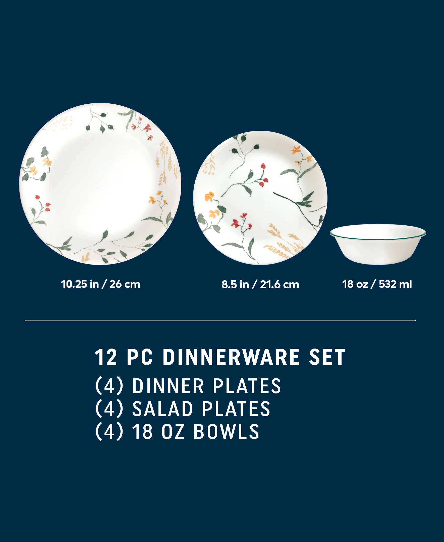 Wildflower Scatter 12-piece Dinnerware Set, Service for 4 - Image 2