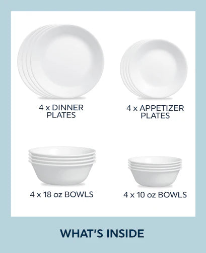 Winter Frost White 16-piece Mugless Dinnerware Set, Service for 4 - Image 6