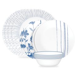 Botanical Stripes 12-piece Dinnerware Set, Service for 4