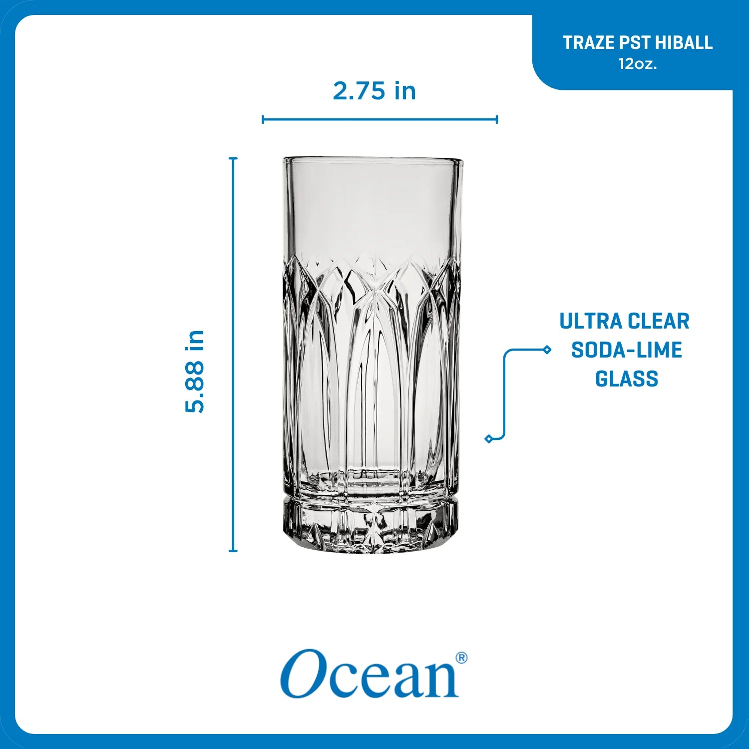 ware Traze PST Highball Glasses (4-Pieces), 12-ounce, Dishwasher Safe - Image 6