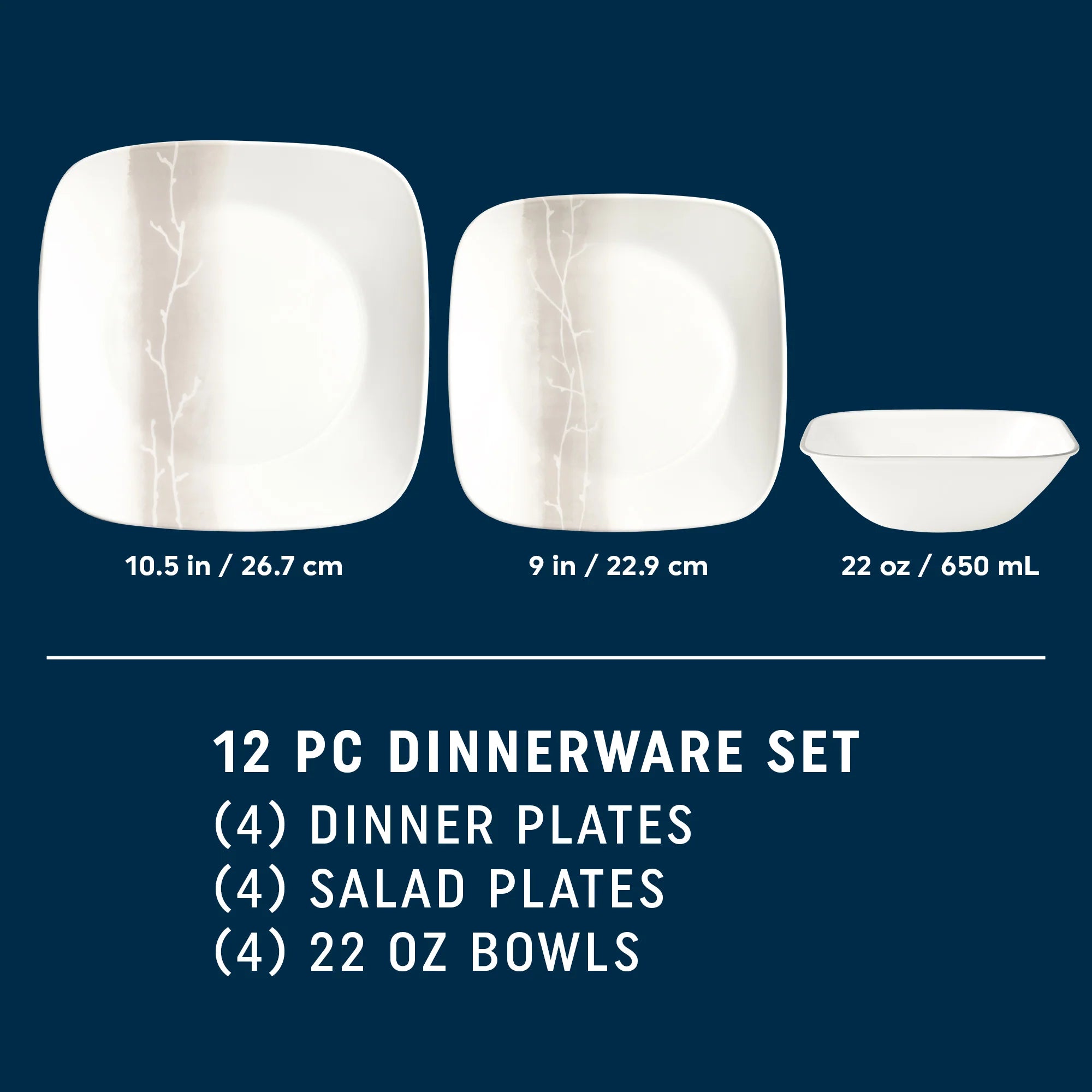 Wandering Groves 12-piece Dinnerware Set, Service for 4 - Image 3