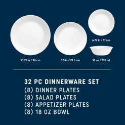 Alternative view of Shimmering White 32-piece Dinnerware Set, Service for 8