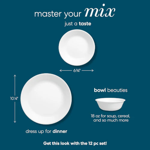 Winter Frost White 12-piece Dinnerware Set, Service for 4 - Image 3