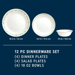 Alternative view of Spring Blossom Green 12-piece Dinnerware Set, Service for 4